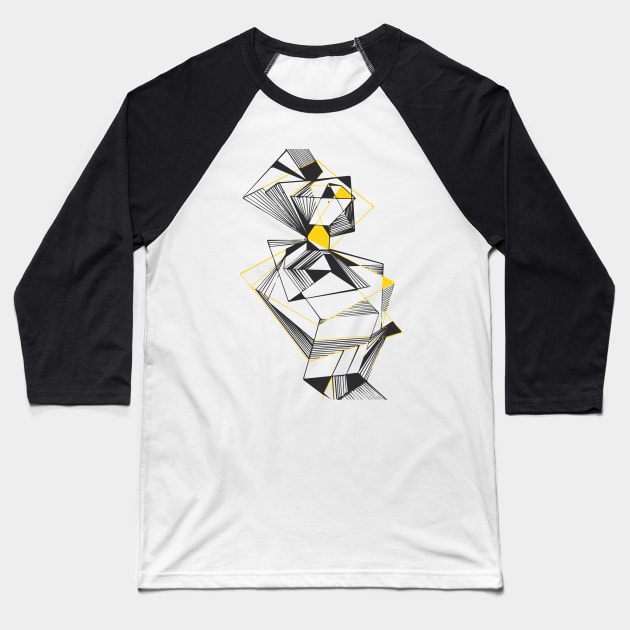 Black Geometric galaxy modern yellow Baseball T-Shirt by carolsalazar